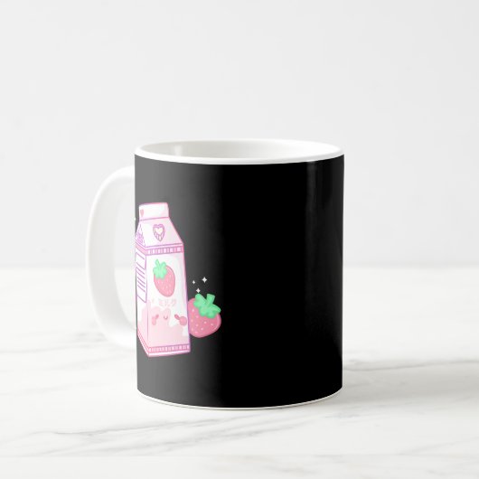 Cute Pink Strawberry Milk Japanese Kawaii Retro Koffiemok (Voorkant links)