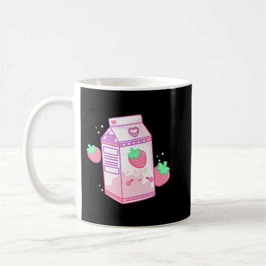 Cute Pink Strawberry Milk Japanese Kawaii Retro Koffiemok (Links)