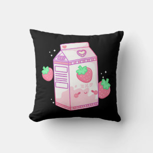 Cute Pink Strawberry Milk Japanese Kawaii Retro Kussen