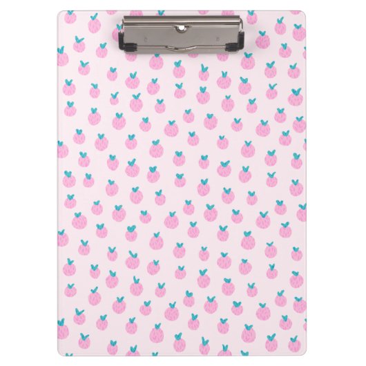 Cute Pink Strawberry Pattern – Kawaii Girly Klembord (Voorkant)
