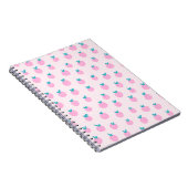 Cute Pink Strawberry Pattern – Kawaii Girly Notitieboek (Rechterzijde)
