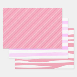 Cute Pink Stripe Collectie Girly Decoupage Inpakpapier Vel