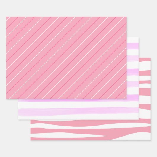 Cute Pink Stripe Collectie Girly Decoupage Inpakpapier Vel (Set)