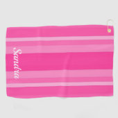 Cute Pink Striped Lady Golfer Golfhanddoek (Horizontaal)