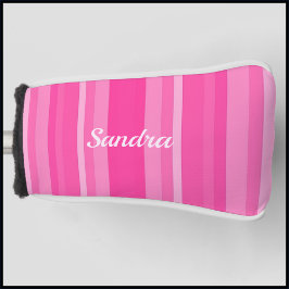 Cute Pink Striped Lady Golfer Golfheadcover
