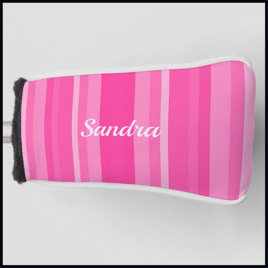 Cute Pink Striped Lady Golfer Golfheadcover
