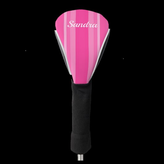 Cute Pink Striped Lady Golfer Head Hoesje Golfheadcover