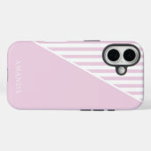 Cute Pink Striped Personalized Name Case-Mate iPhone Case (Achterkant (horizontaal))