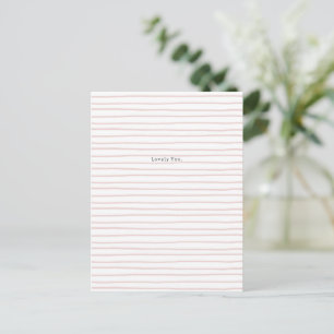 Cute Pink Stripes Lovely You Quote Card Briefkaart