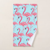 Cute Pink Summer Painted Flamingo patroon Blue Handdoek (Handdoek)