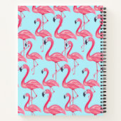 Cute Pink Summer Painted Flamingo patroon Blue Notitieboek (Achterkant)