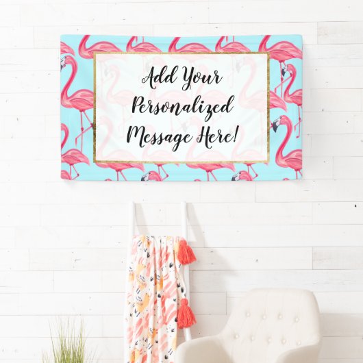 Cute Pink Summer Painted Flamingo patroon Blue Spandoek (Insitu)