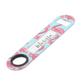 Cute Pink Summer Painted Flamingo patroon Blue Speed Flessenopener (Voorkant Gekanteld)