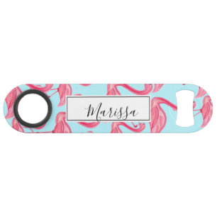 Cute Pink Summer Painted Flamingo patroon Blue Speed Flessenopener