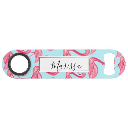 Cute Pink Summer Painted Flamingo patroon Blue Speed Flessenopener (Voorkant (Horizontaal))