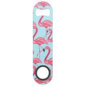 Cute Pink Summer Painted Flamingo patroon Blue Speed Flessenopener (Achterkant)