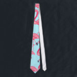 Cute Pink Summer Painted Flamingo patroon Blue Stropdas<br><div class="desc">Verander uw stijl met dit trendy ontwerp. Het is voorzien van een tropische zomerroze handbeschilderd flamingo patroon op blauw, dat wat panache en modieus flair zal toevoegen aan je persoonlijke inventaris van accessoires en mode producten, of als dit ontwerp een vriend of familie illustreert, zou het een groot geschenk zijn...</div>