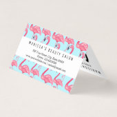 Cute Pink Summer Painted Flamingo patroon Blue Visitekaartje (Achterkant)
