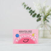 Cute Pink Sun Babysit Earth Moon Nanny Service Visitekaartje (Staand voorkant)
