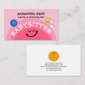 Cute Pink Sun Babysit Earth Moon Nanny Service Visitekaartje (Voorkant / Achterkant)