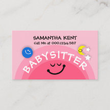 Cute Pink Sun Babysit Earth Moon Nanny Service
