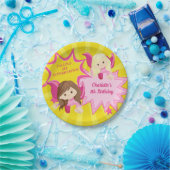 Cute Pink Superheld Girl Birthday Party Papieren Bordje (Feest)