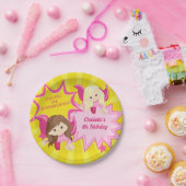 Cute Pink Superheld Girl Birthday Party Papieren Bordje (Feest)