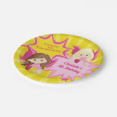 Cute Pink Superheld Girl Birthday Party Papieren Bordje (Gekanteld)