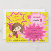 Cute Pink Superheld Girl Birthday Uitnodiging (Voorkant)