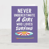 Cute Pink Surfer Cards For Kids Girls Surfing Surf Kaart (Voorkant)