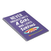 Cute Pink Surfer Gifts For Kids Girls Surfing Surf Notitieboek (Rechterzijde)