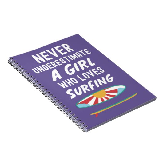 Cute Pink Surfer Gifts For Kids Girls Surfing Surf Notitieboek (Rechterzijde)
