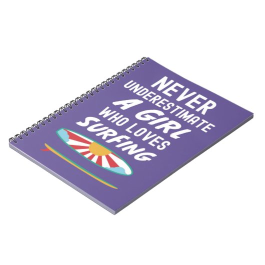 Cute Pink Surfer Gifts For Kids Girls Surfing Surf Notitieboek (Linkerzijde)