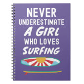 Cute Pink Surfer Gifts For Kids Girls Surfing Surf Notitieboek (Voorkant)