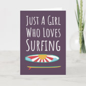Cute Pink Surfing Cards For Baby Girls Kids Surfer Kaart (Voorkant)