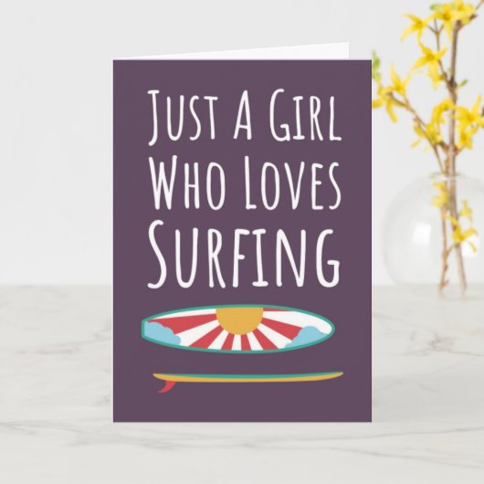 Cute Pink Surfing Cards For Baby Girls Kids Surfer Kaart (Gele Bloem)