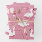 Cute Pink Swan Seamless Pattern Inpakpapier Vel (In situ)