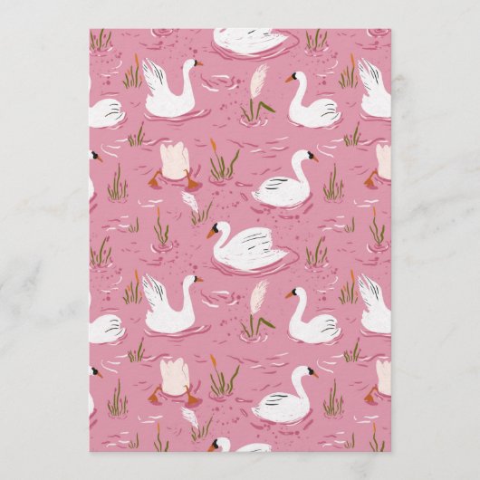 Cute Pink Swan Seamless Pattern Kaart (Voorkant)