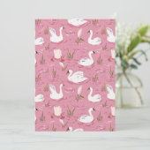Cute Pink Swan Seamless Pattern Kaart (Staand voorkant)