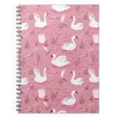 Cute Pink Swan Seamless Pattern Notitieboek (Voorkant)