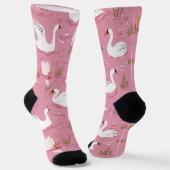 Cute Pink Swan Seamless Pattern Sokken (Gebogen)