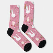Cute Pink Swan Seamless Pattern Sokken (Rechts)