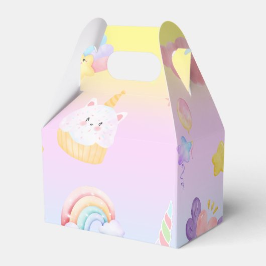 Cute pink sweet cupcake unicorn rainbow Pattern Bedankdoosjes (Voorkant Zijde)