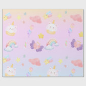 Cute pink sweet cupcake unicorn rainbow Pattern Cadeaupapier (Vlak)