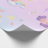 Cute pink sweet cupcake unicorn rainbow Pattern Cadeaupapier (Hoek)