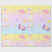 Cute pink sweet cupcake unicorn rainbow Pattern Cadeaupapier (Vlak)