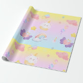 Cute pink sweet cupcake unicorn rainbow Pattern Cadeaupapier (Uitgerold)
