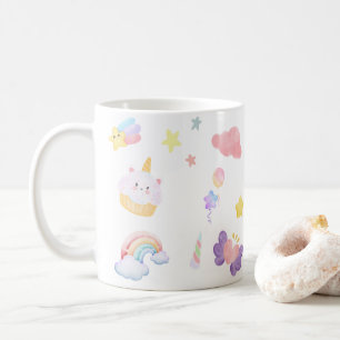 Cute pink sweet cupcake unicorn rainbow Pattern Koffiemok
