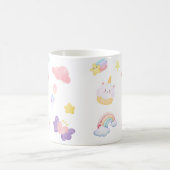 Cute pink sweet cupcake unicorn rainbow Pattern Koffiemok (Center)