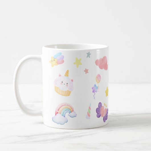 Cute pink sweet cupcake unicorn rainbow Pattern Koffiemok (Links)